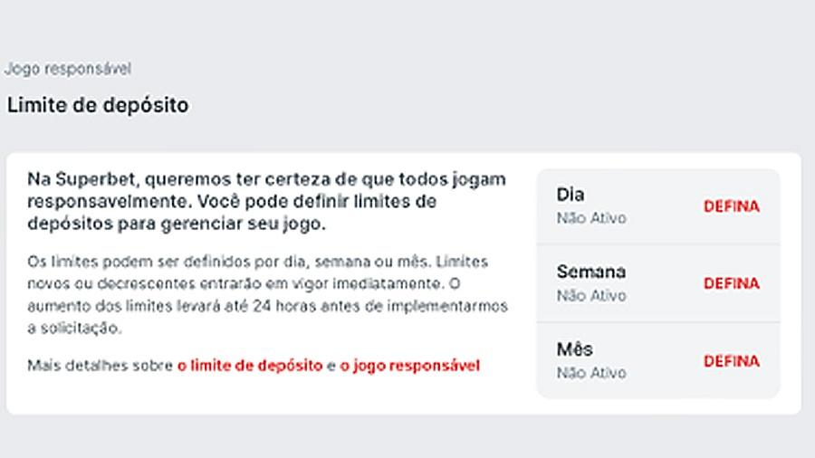 Limites de depósito na Superbet Brasil Limites de depósito na Superbet Brasil
