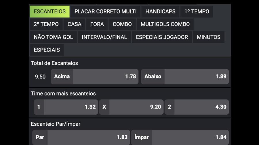Mercados de apostas f12.bet: total escanteios Mercados de apostas f12.bet: total escanteios