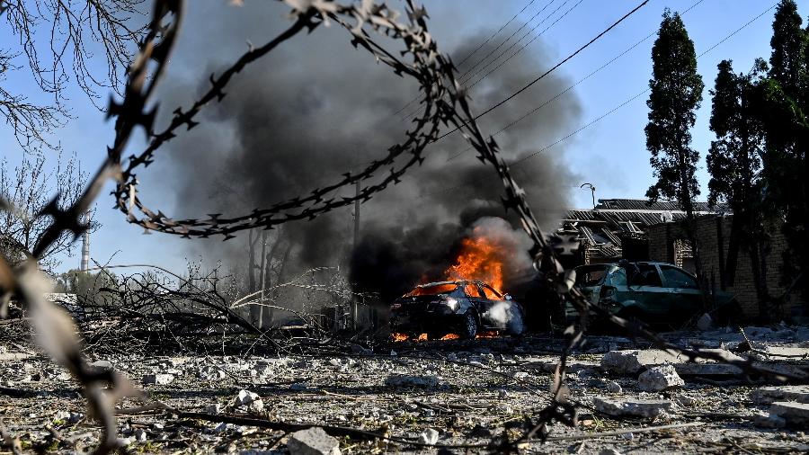 Destruição causada pela guerra na Ucrânia Destruição causada pela guerra na Ucrânia