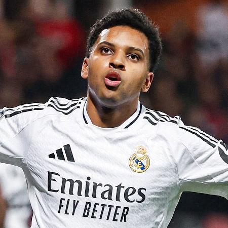 Rodrygo comemora gol em Brest x Real Madrid, jogo da Champions League Rodrygo comemora gol em Brest x Real Madrid, jogo da Champions League